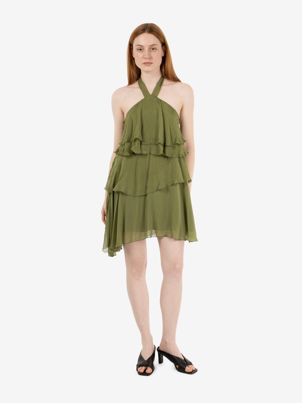 Short military ruffle dress