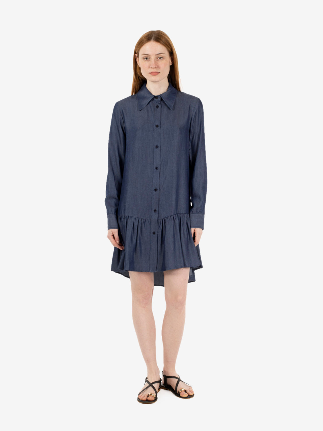 Abito corto stile camicia blu
