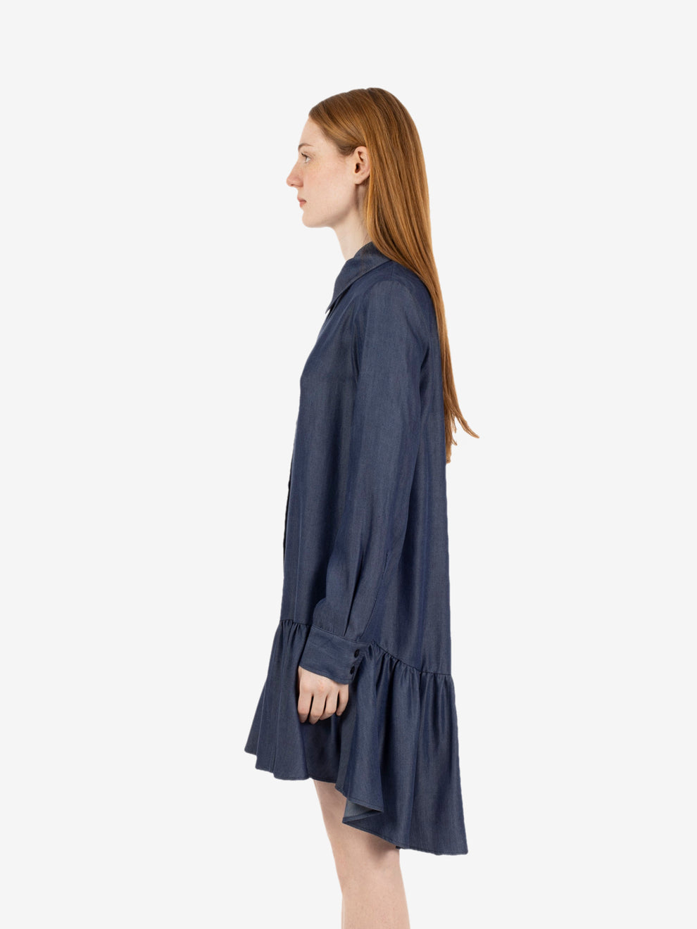 Abito corto stile camicia blu