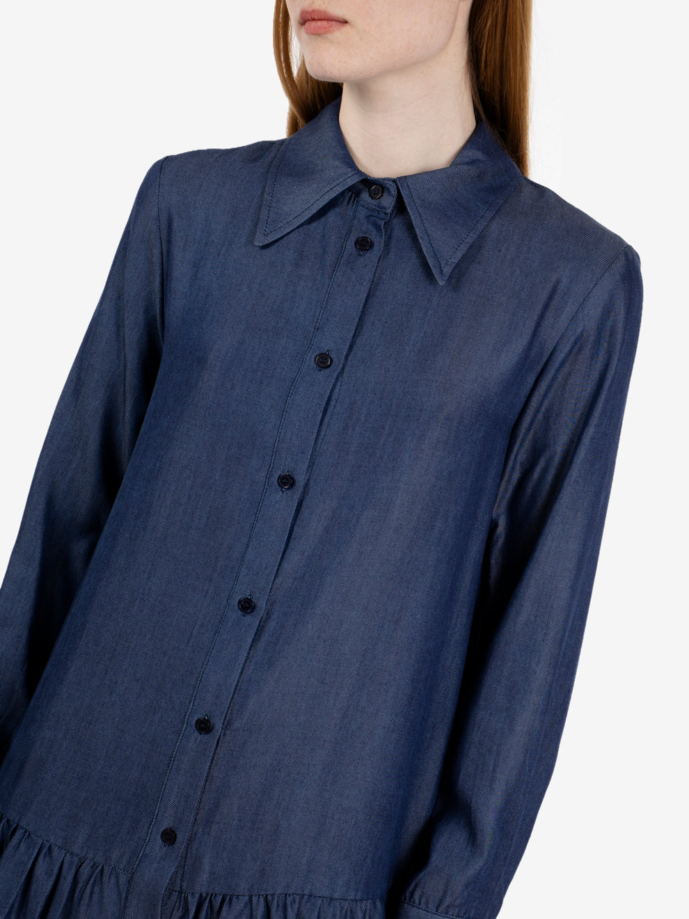 Abito corto stile camicia blu