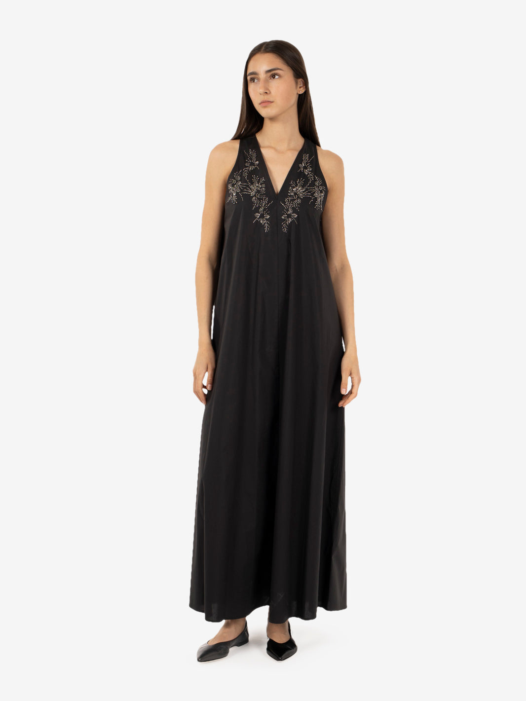 Long black beaded dress