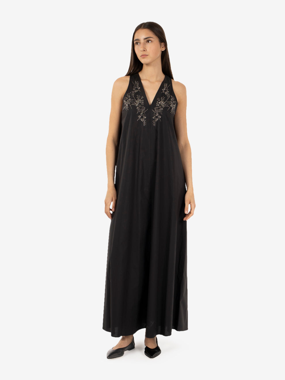Long black beaded dress