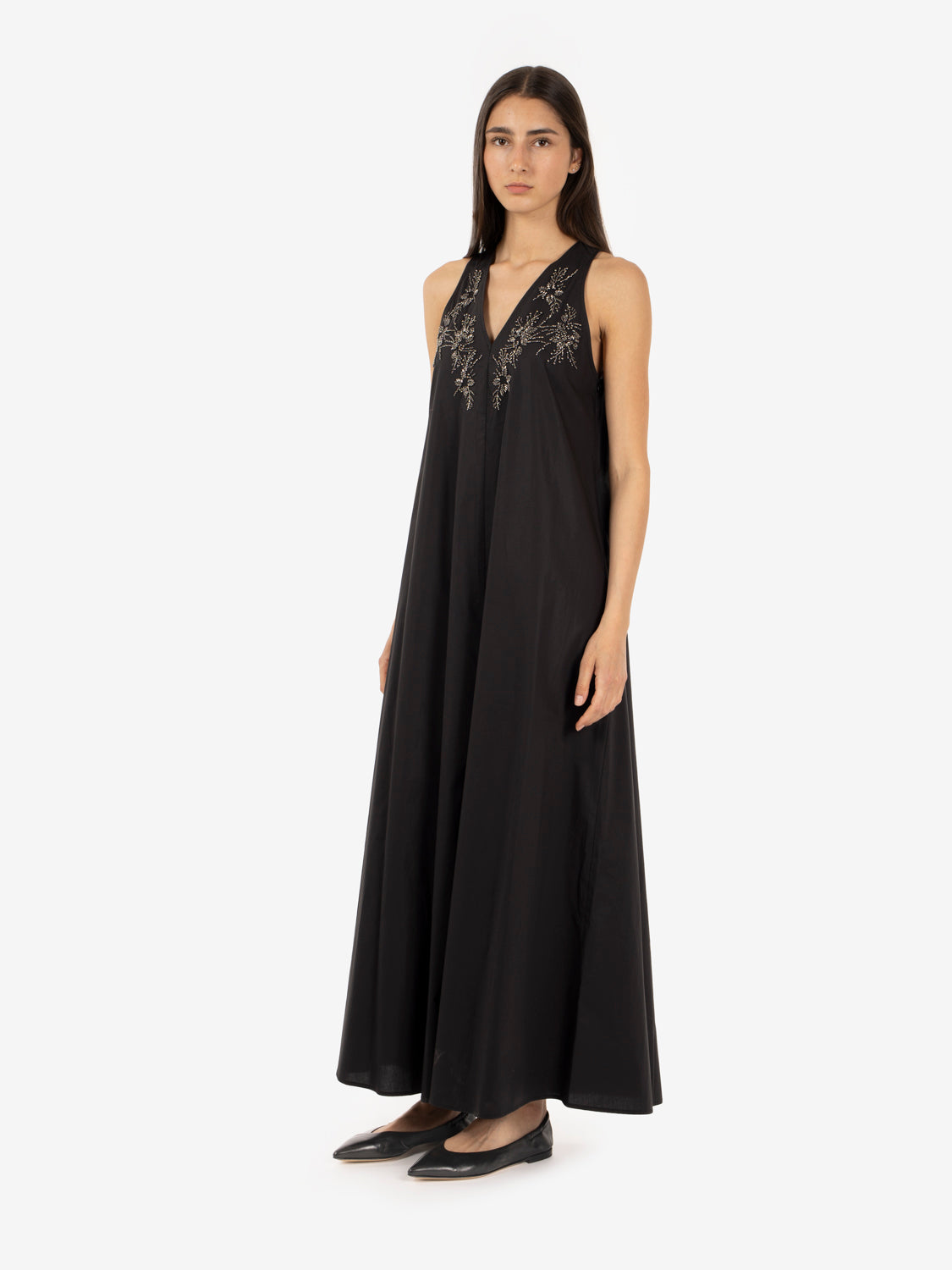 Long black beaded dress