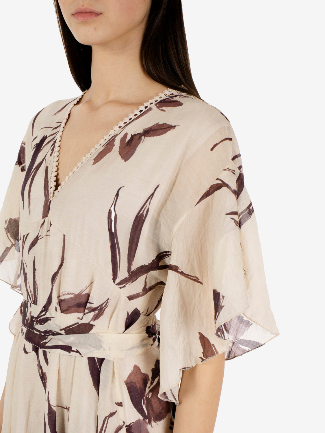 Long short-sleeved butter dress