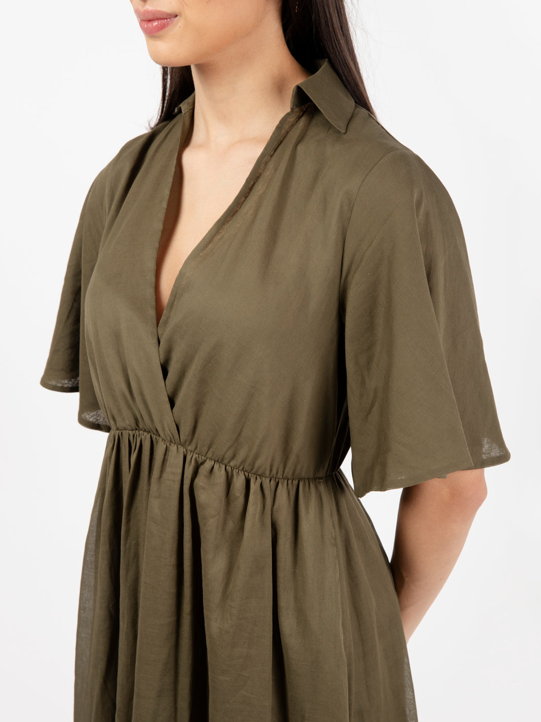 Abito lungo in cotone militare