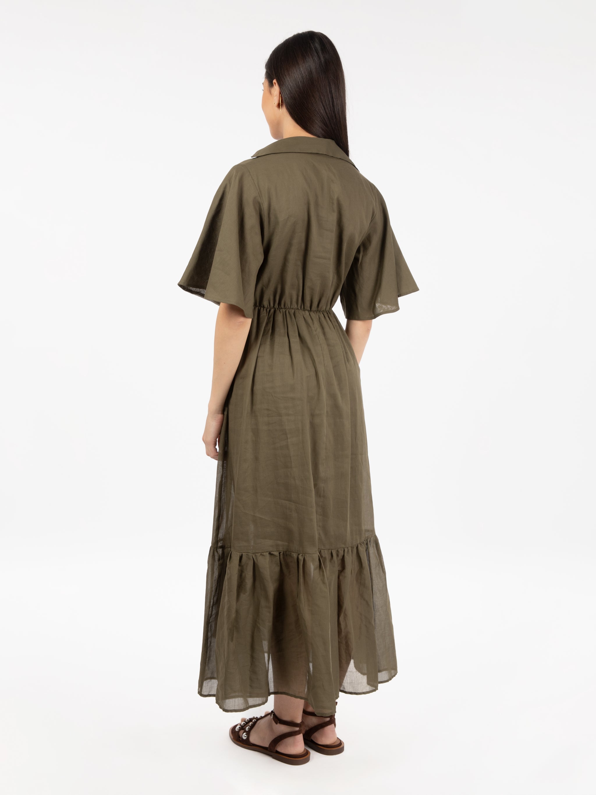Abito lungo in cotone militare
