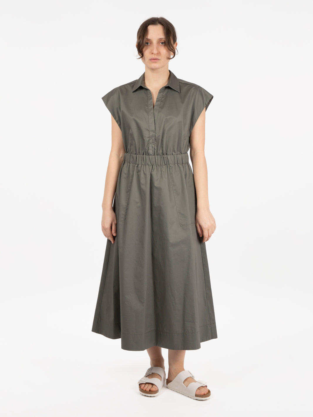 Abito lungo in cotone militare