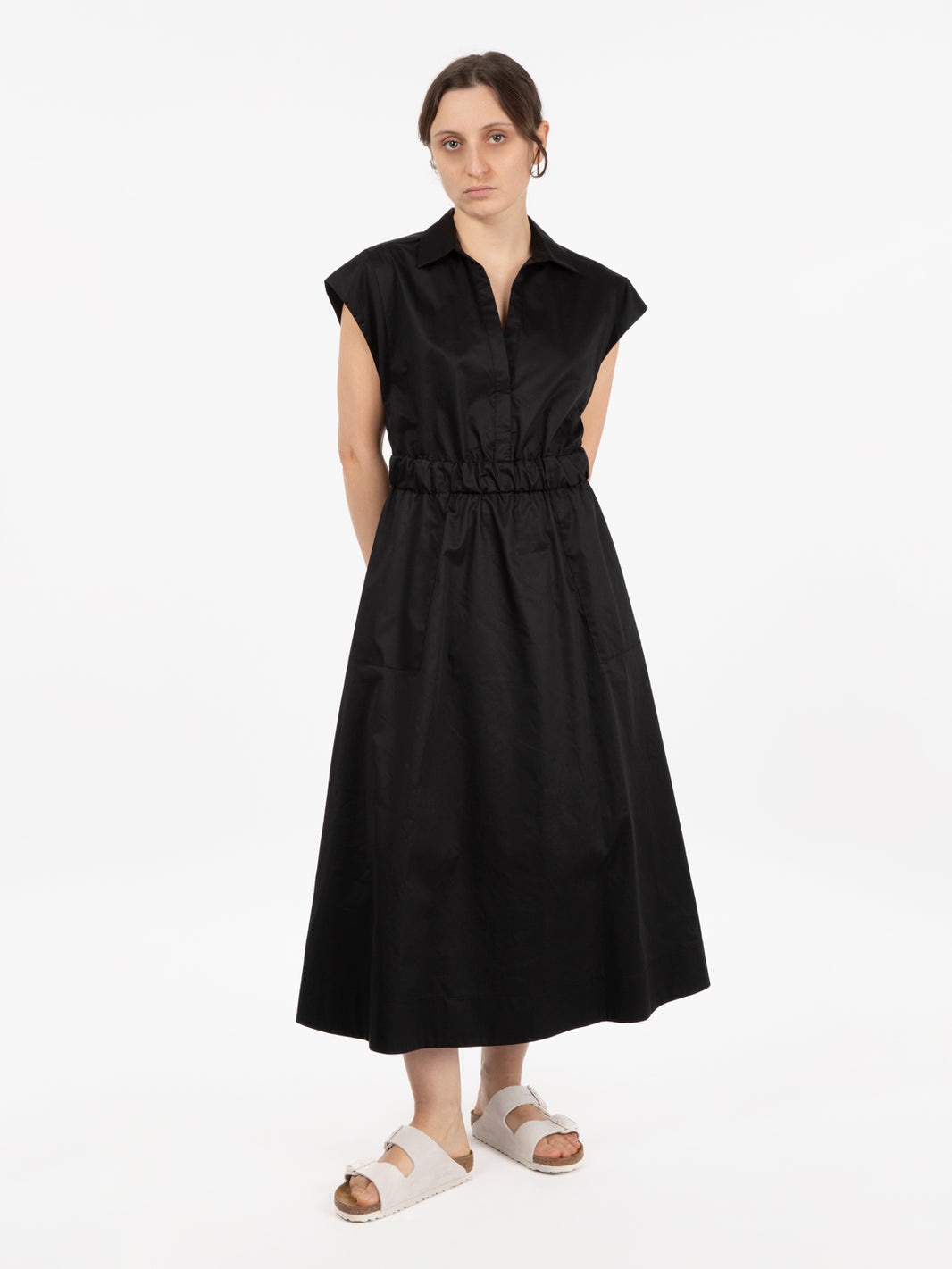 Abito midi in cotone nero