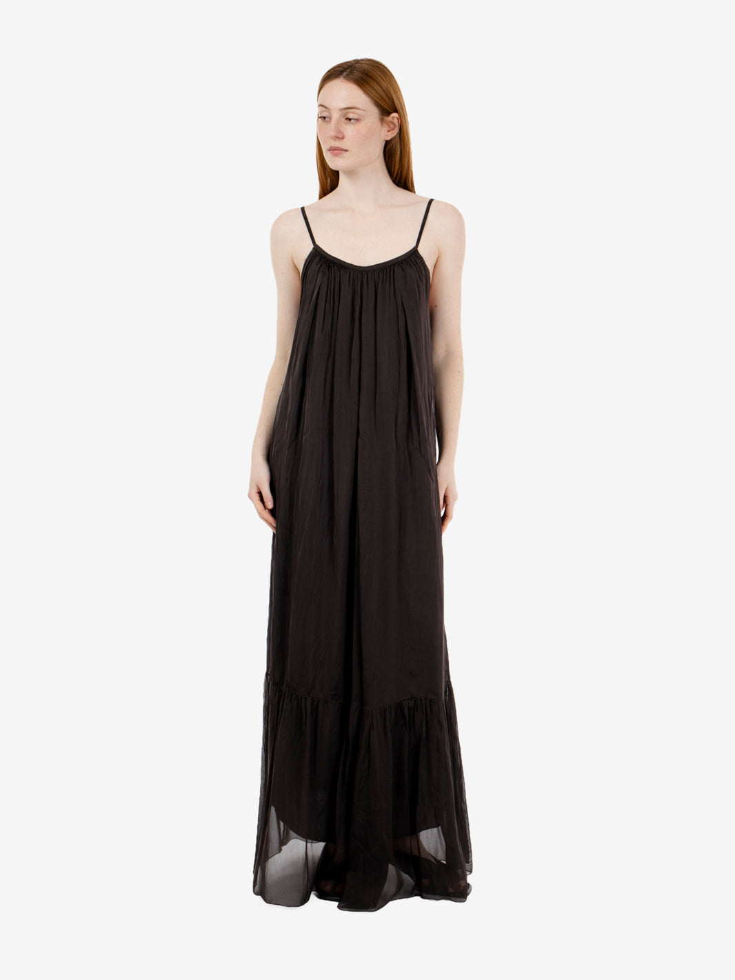Long dark muslin dress