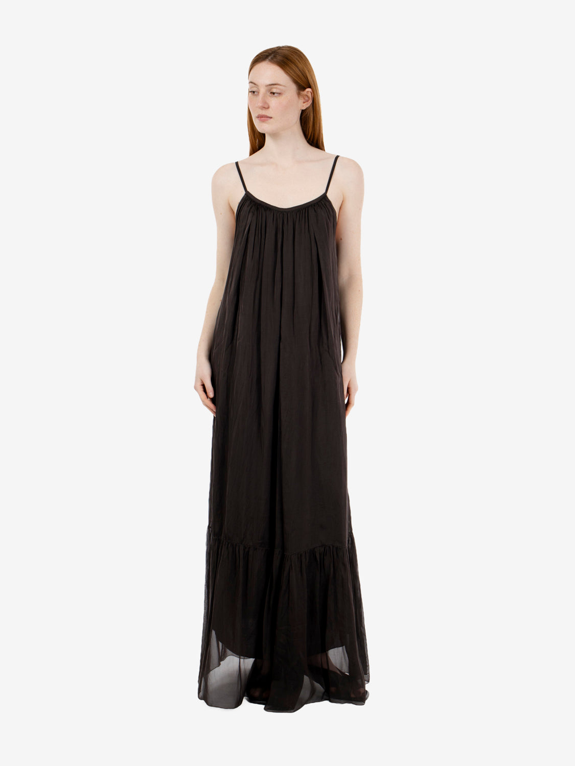 Long dark muslin dress