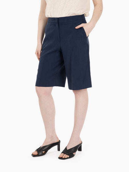 Bermuda in tencel e lino blu
