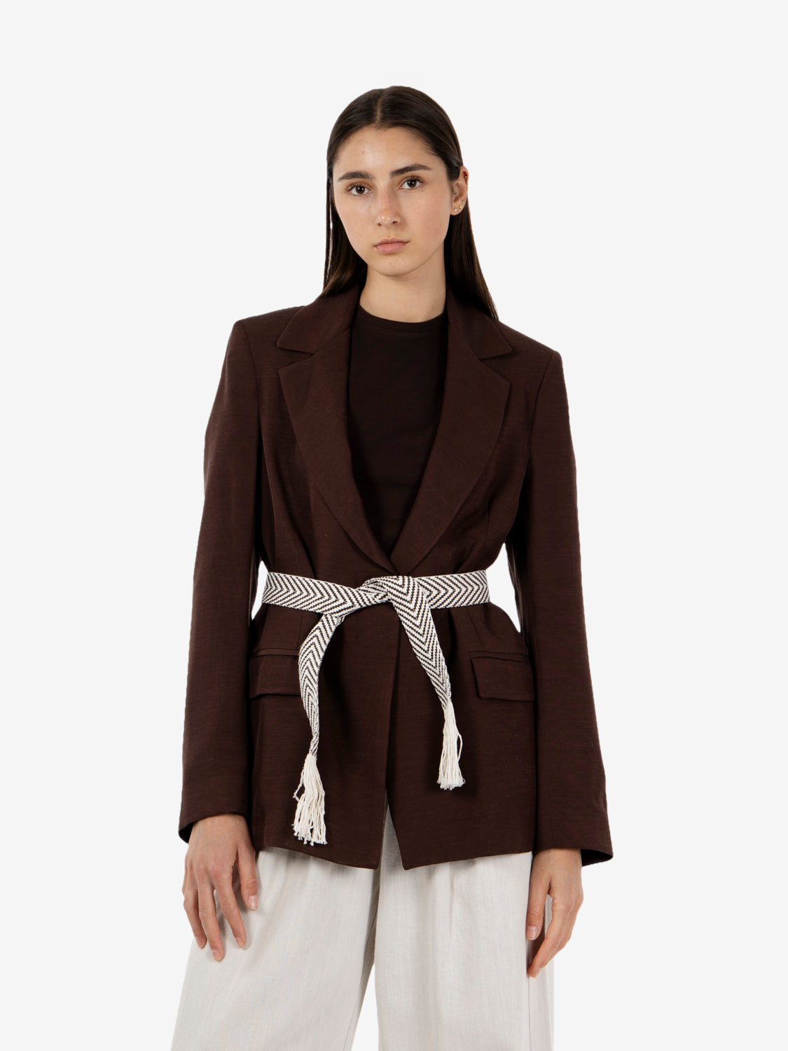 Blazer con cintura cioccolato