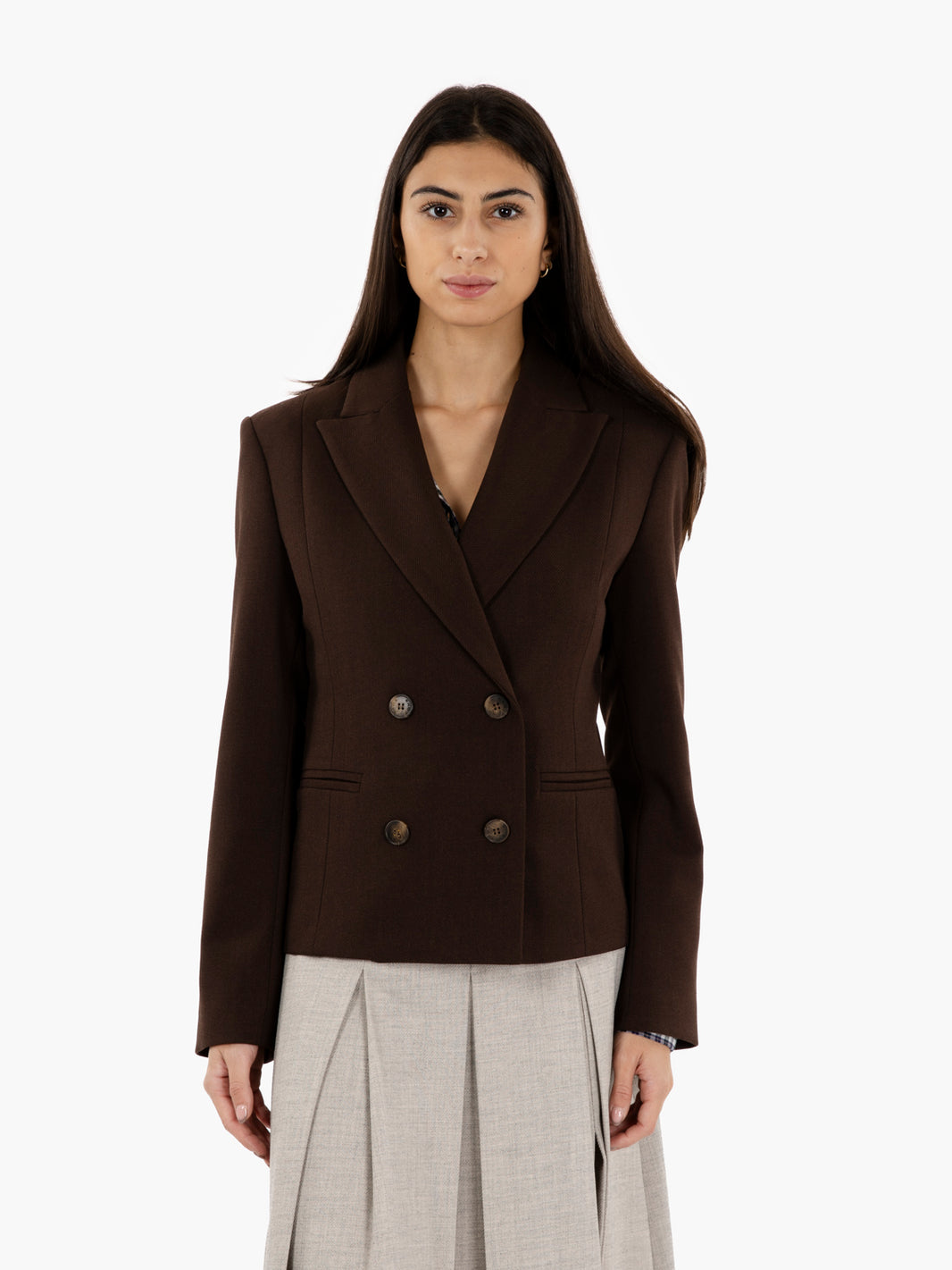 Dark brown double-breasted blazer
