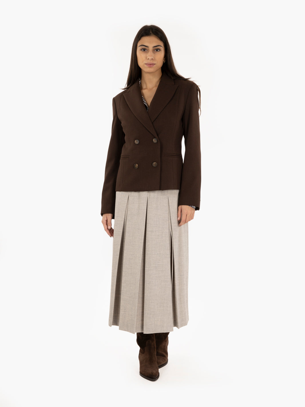 Dark brown double-breasted blazer