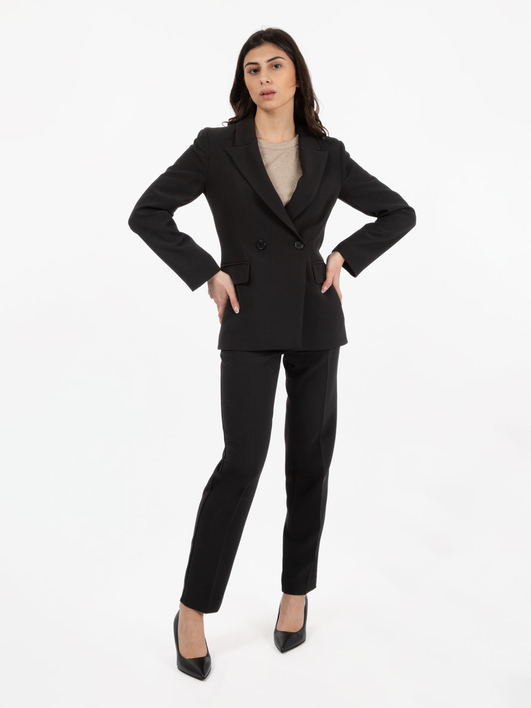 Blazer doppiopetto punta lancia nero