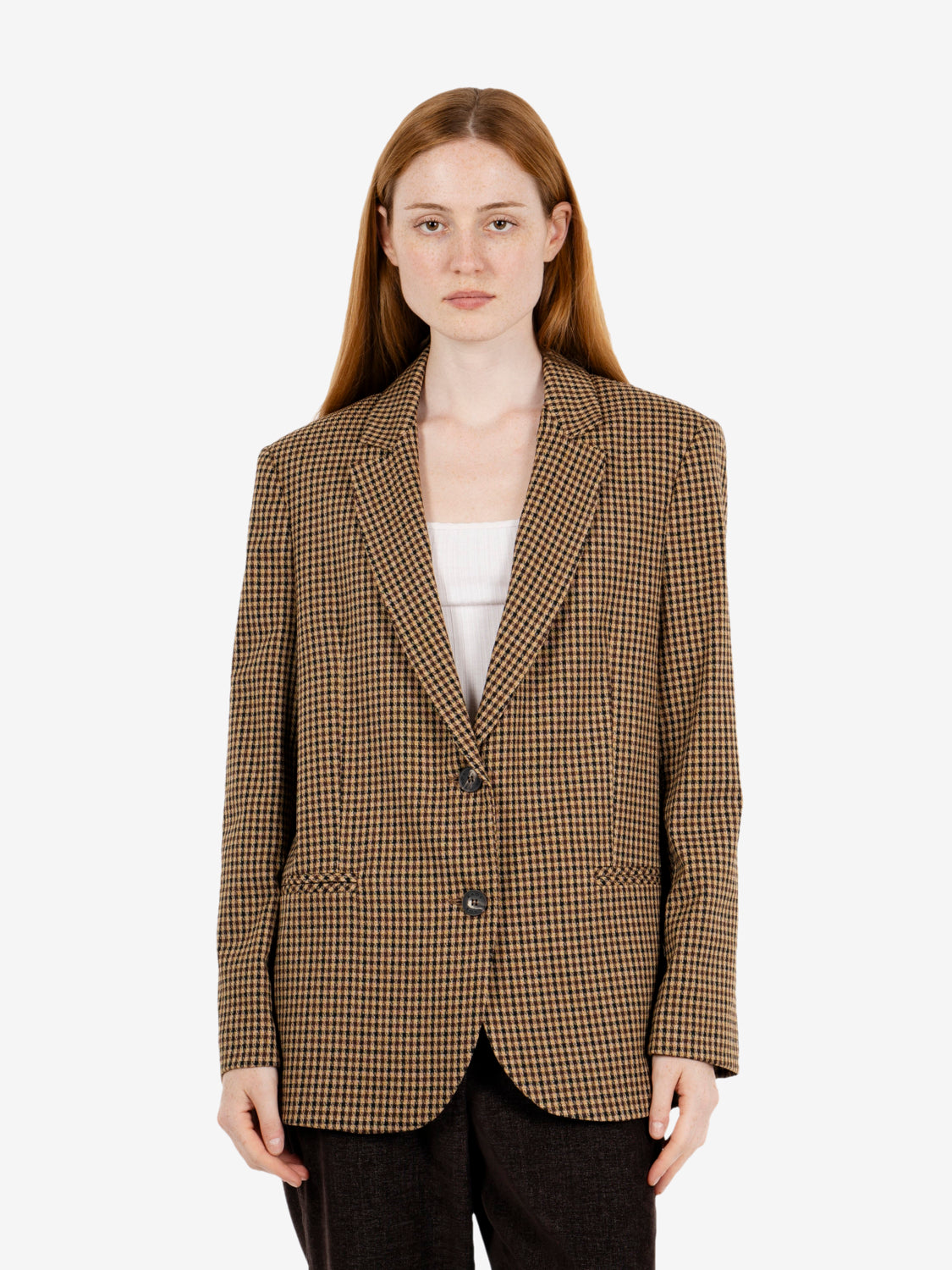 Blazer over pied de poule camel