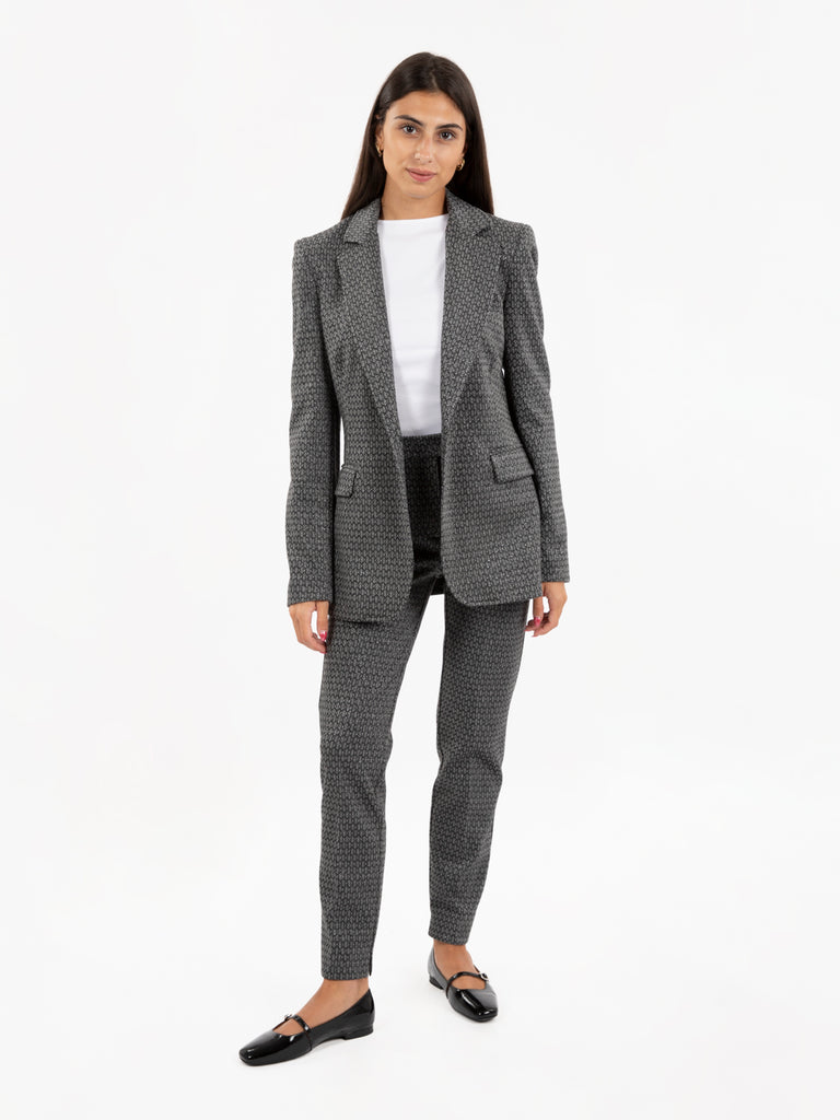 KAOS - Blazer microfantasia geometrica lurex nero / grigio