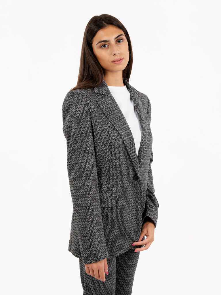 KAOS - Blazer microfantasia geometrica lurex nero / grigio