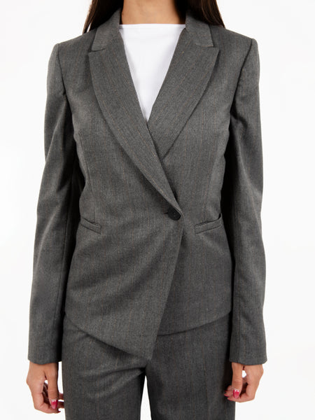 Blazer motivo spinato con inserti lurex grigio