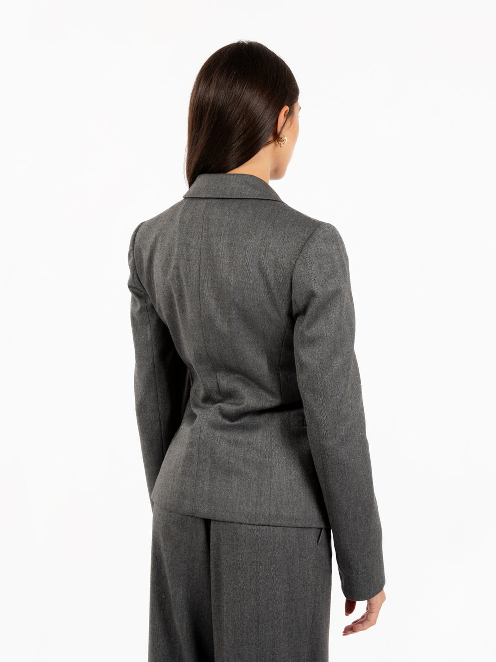 Blazer motivo spinato con inserti lurex grigio