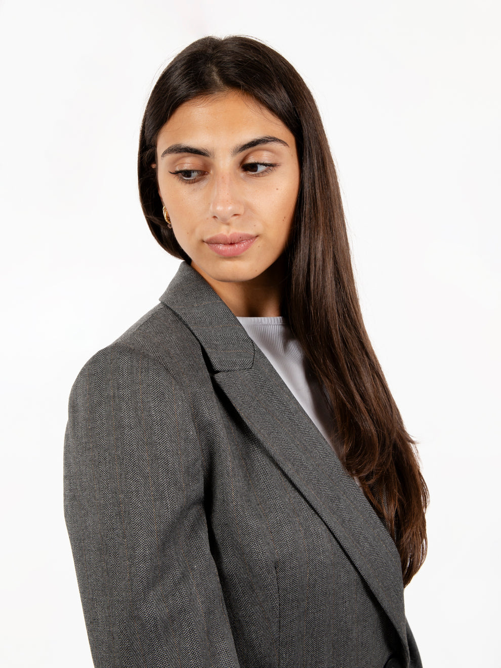 Blazer motivo spinato con inserti lurex grigio
