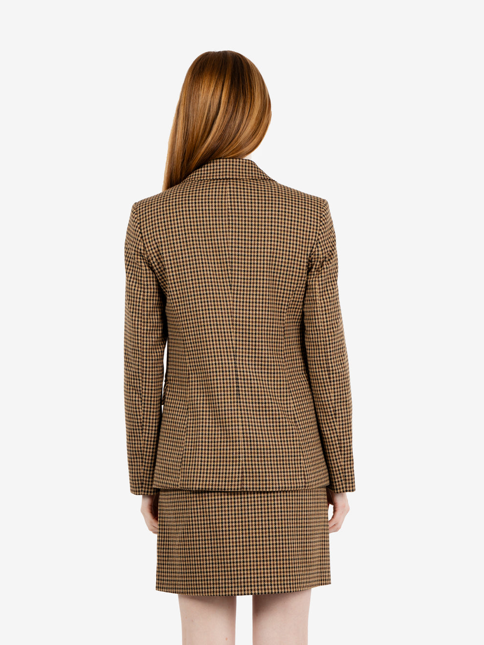 Camel houndstooth blazer
