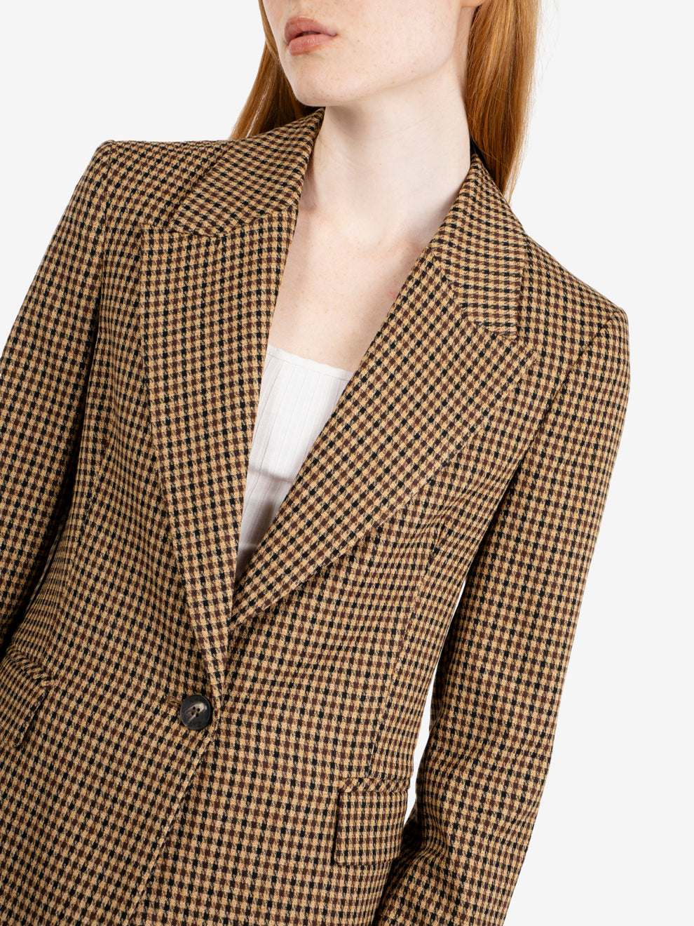 Camel houndstooth blazer