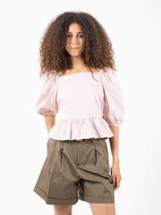 KAOS - Blusa a righe con fiocco rosa antico