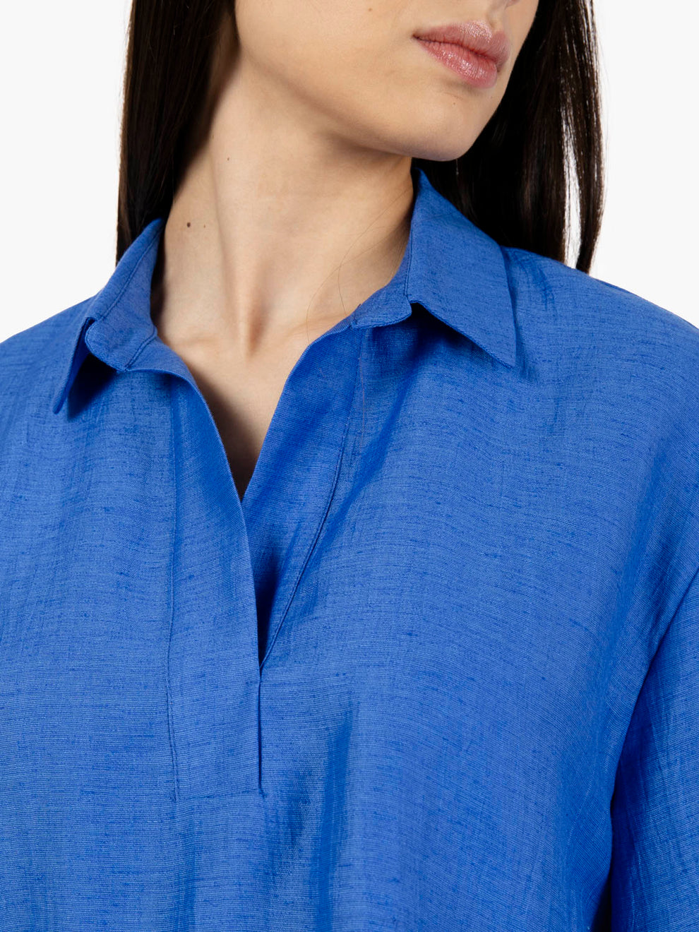 Blusa ampia lino bluette