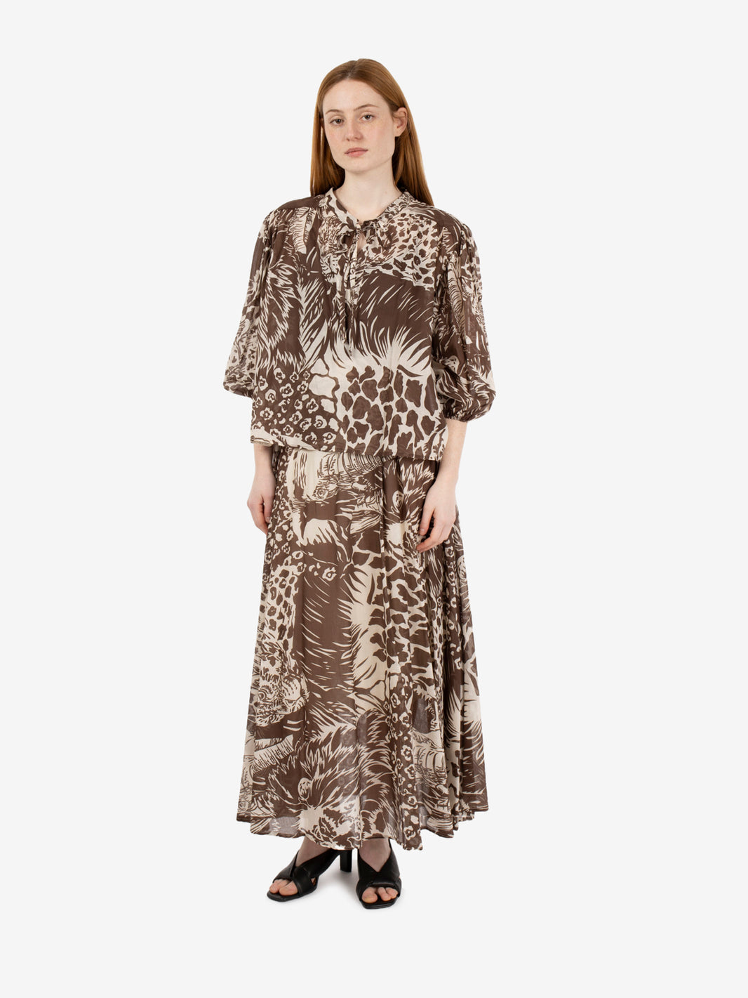 Dark brown patterned blouse