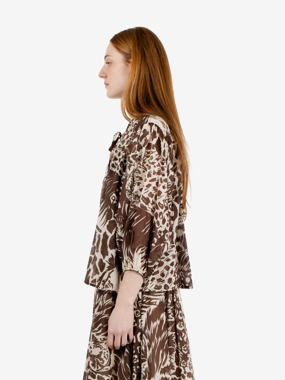 Dark brown patterned blouse