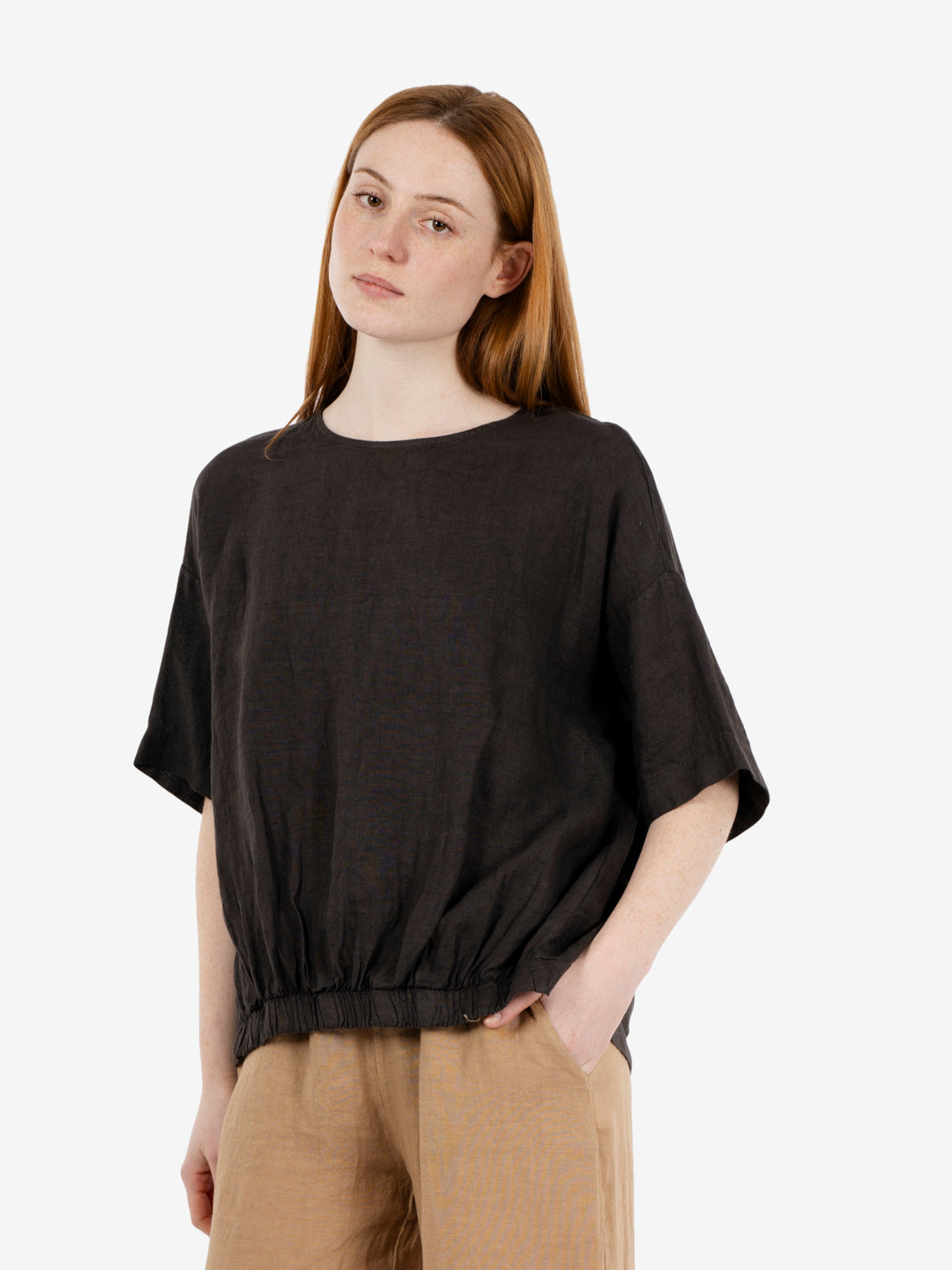 Dark brown linen blouse