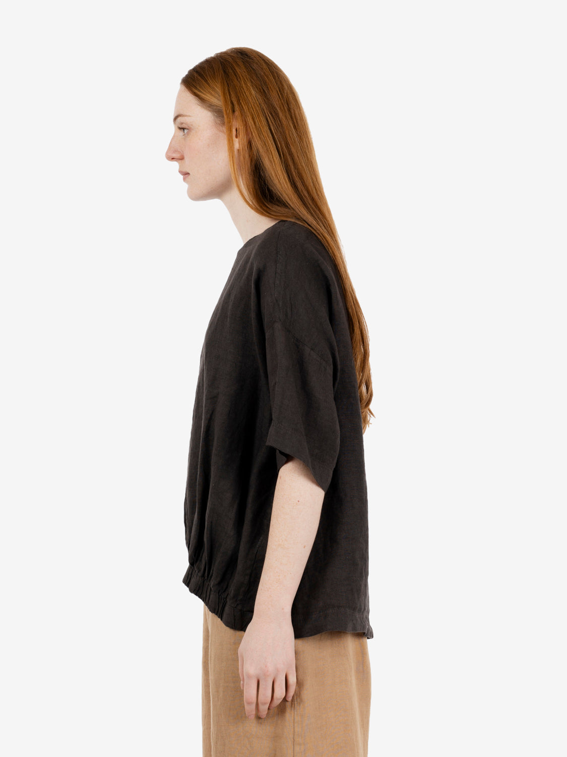Dark brown linen blouse