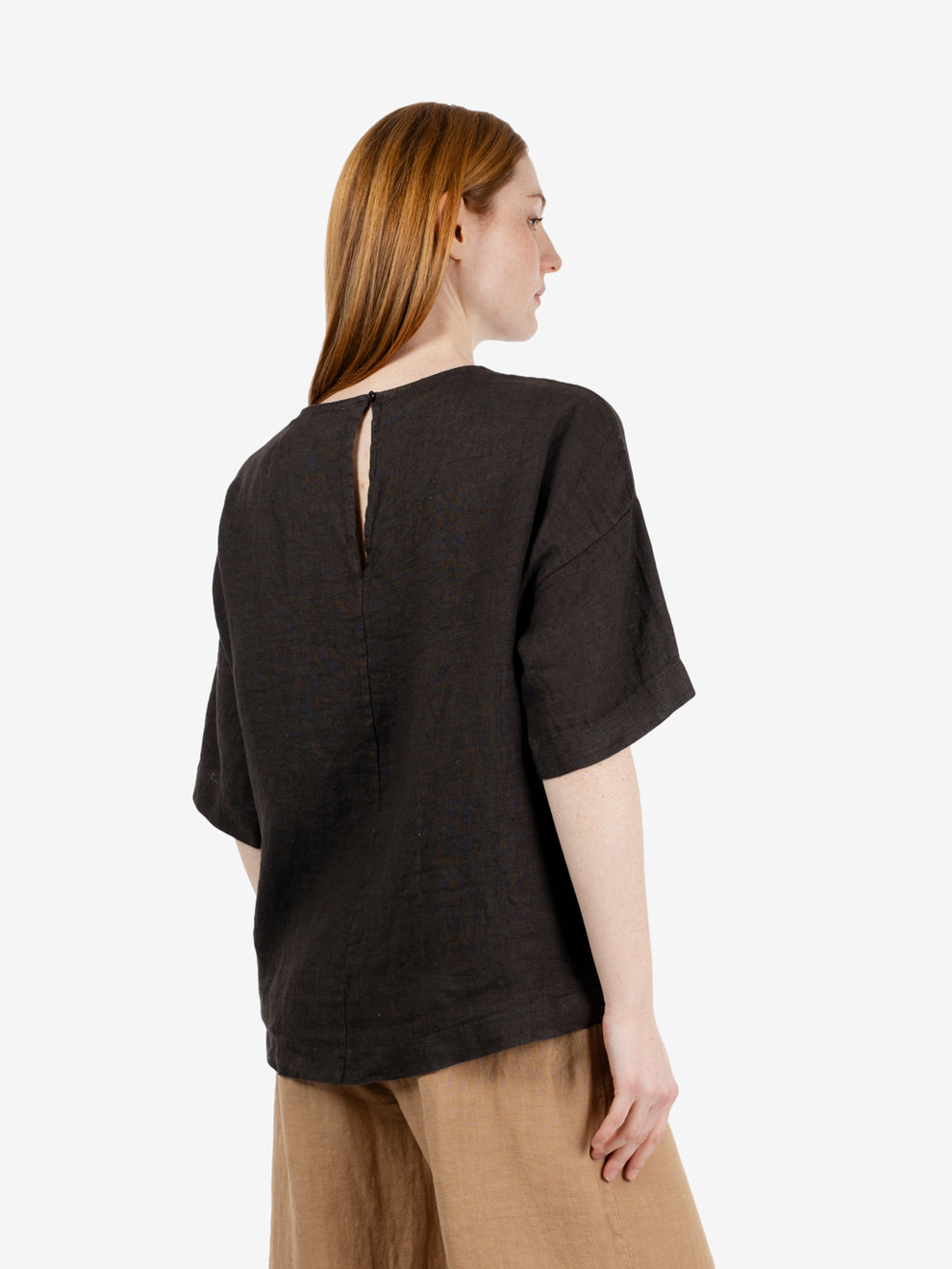 Dark brown linen blouse