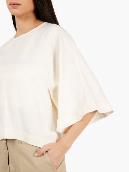 Blusa in viscosa e lino burro