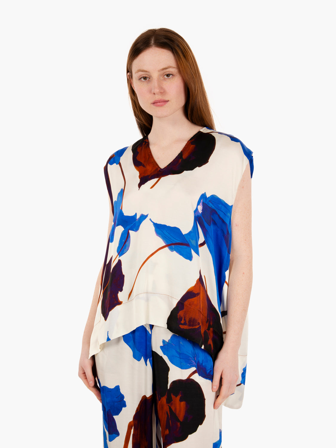 Blusa in viscosa panna / multicolor