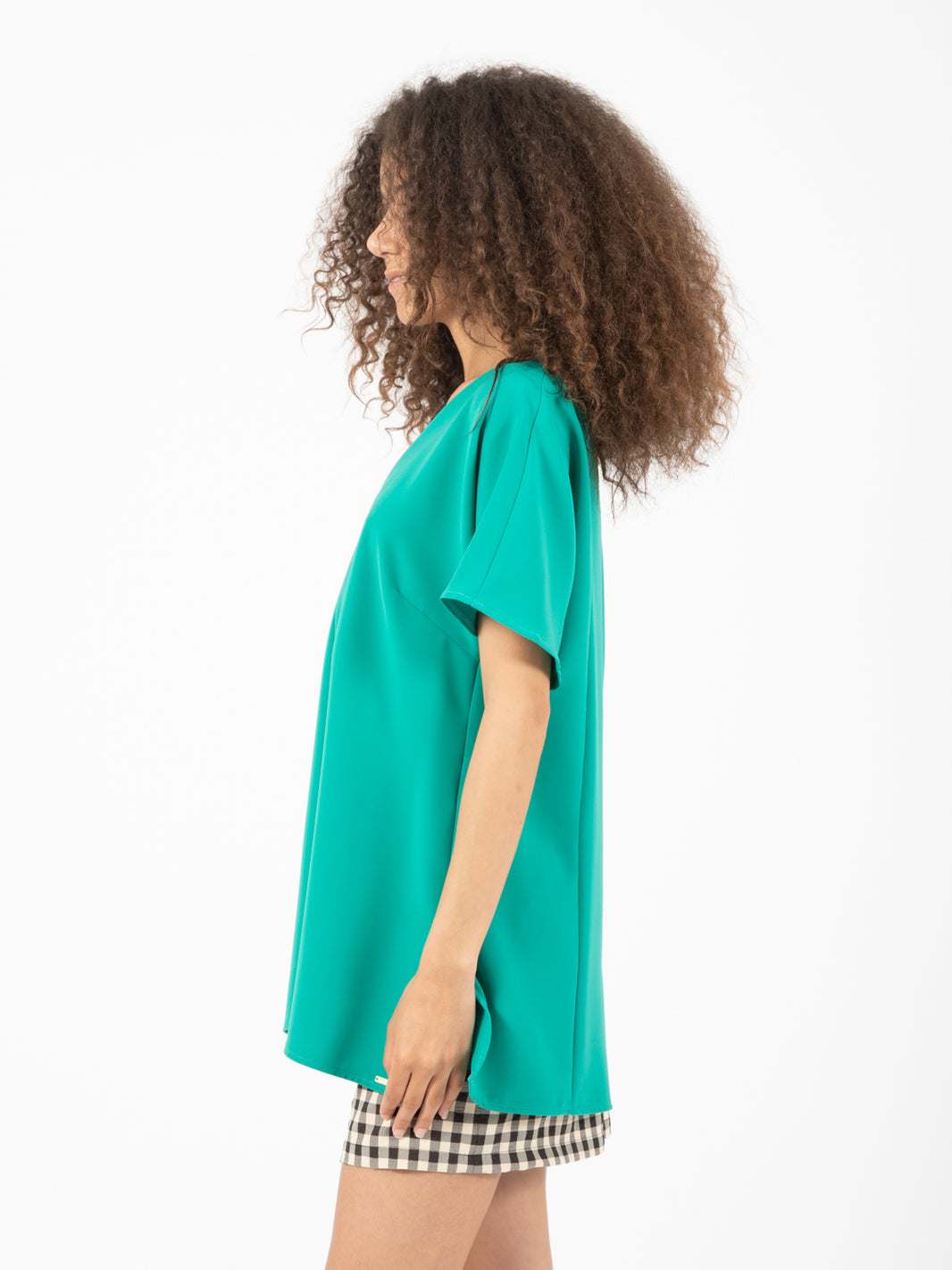 Blusa lunga scollo a V giada