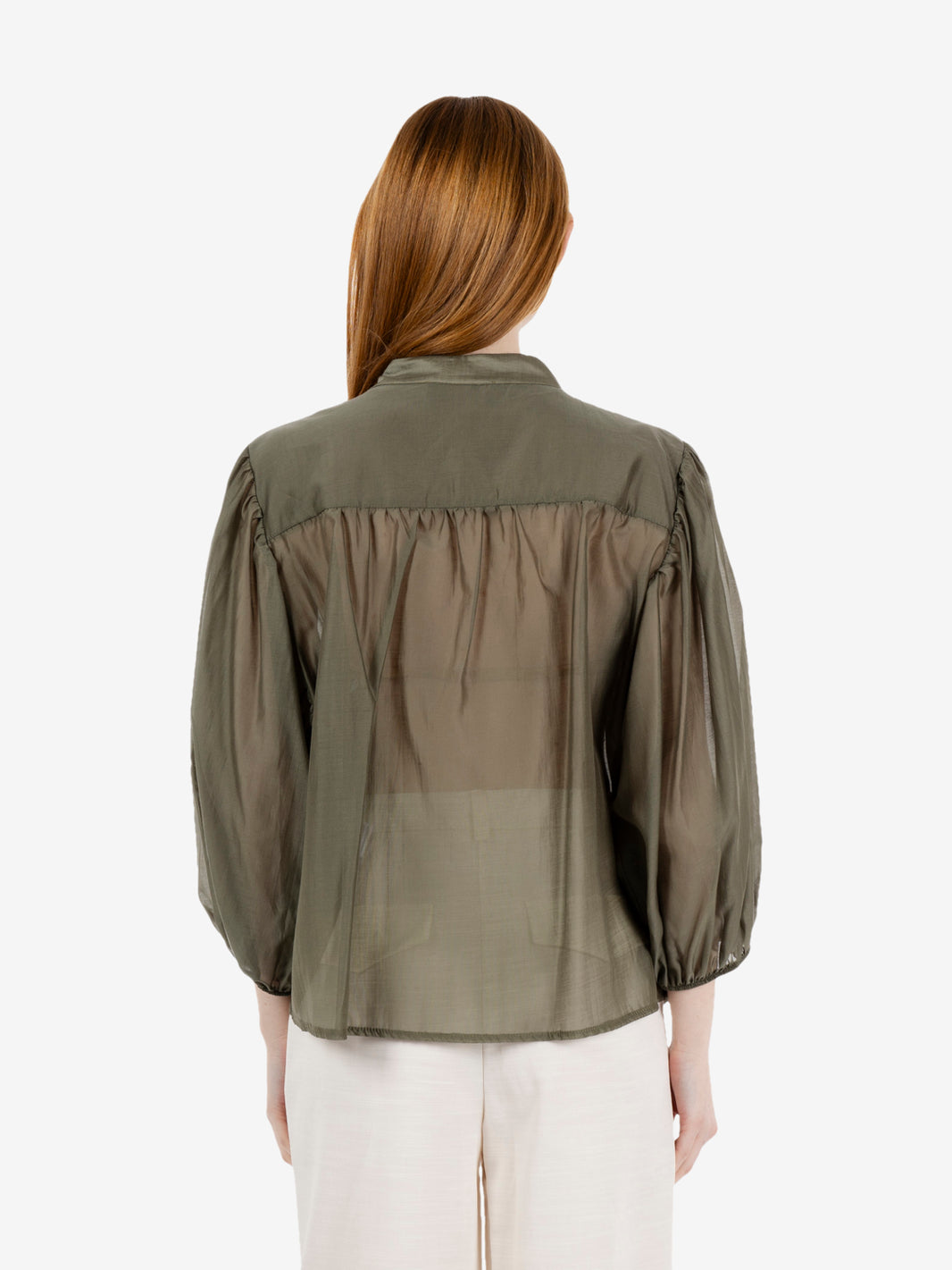 Puff-sleeve military blouse