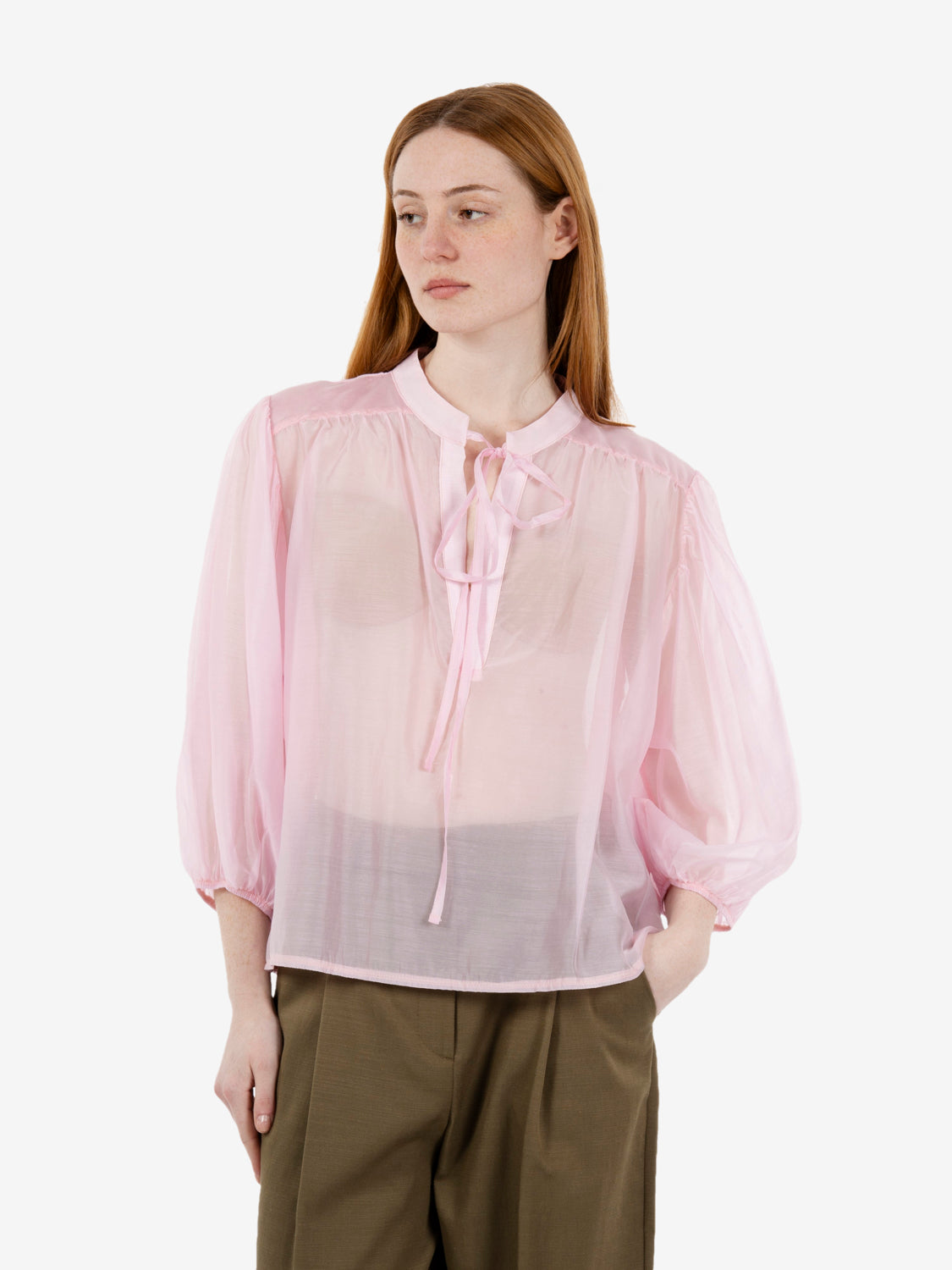 Blusa manica palloncino rosa