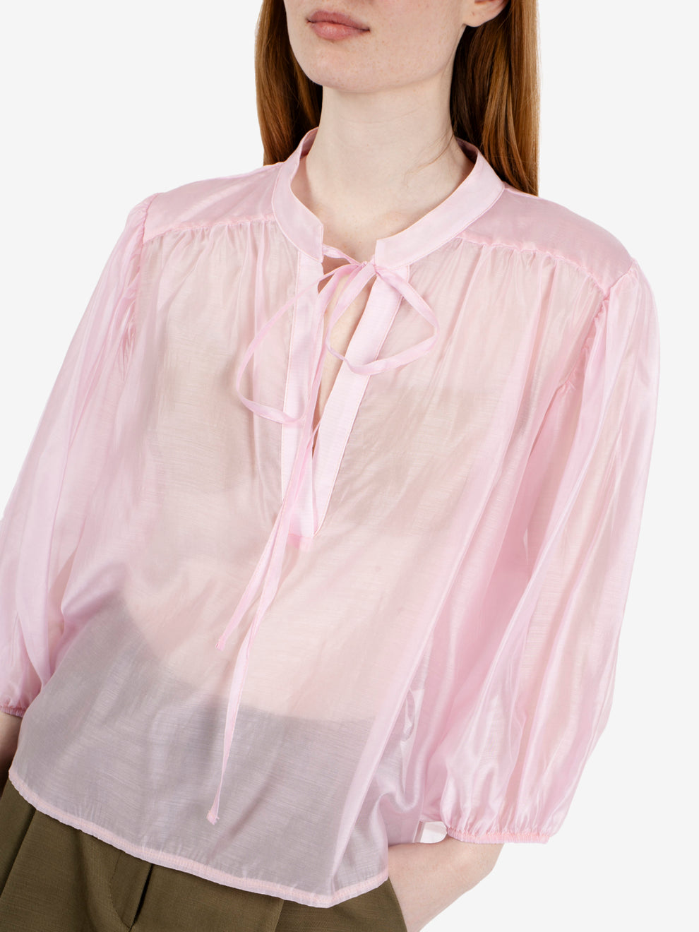 Blusa manica palloncino rosa