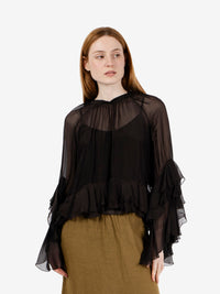 Blusa mussola con volant moro