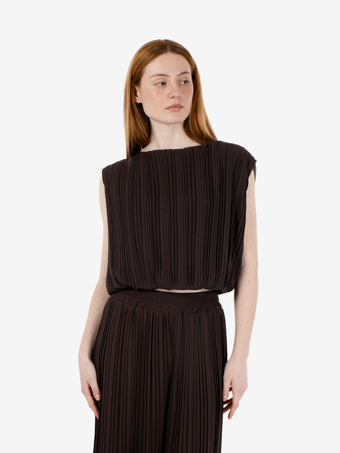 Chocolate pleated blouse