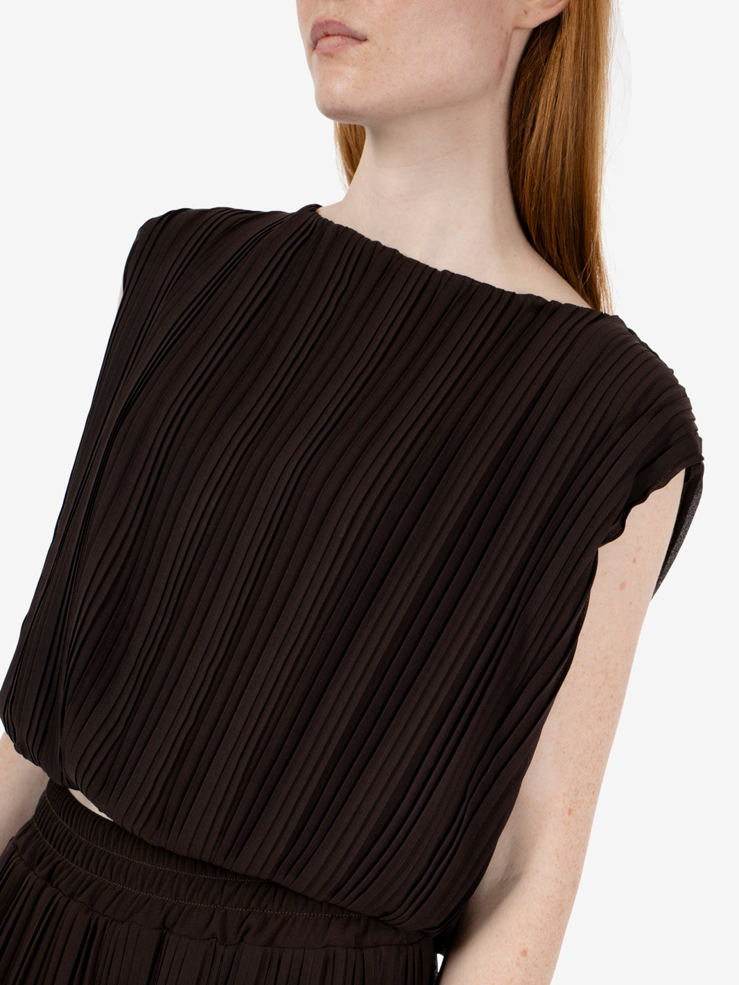 Chocolate pleated blouse