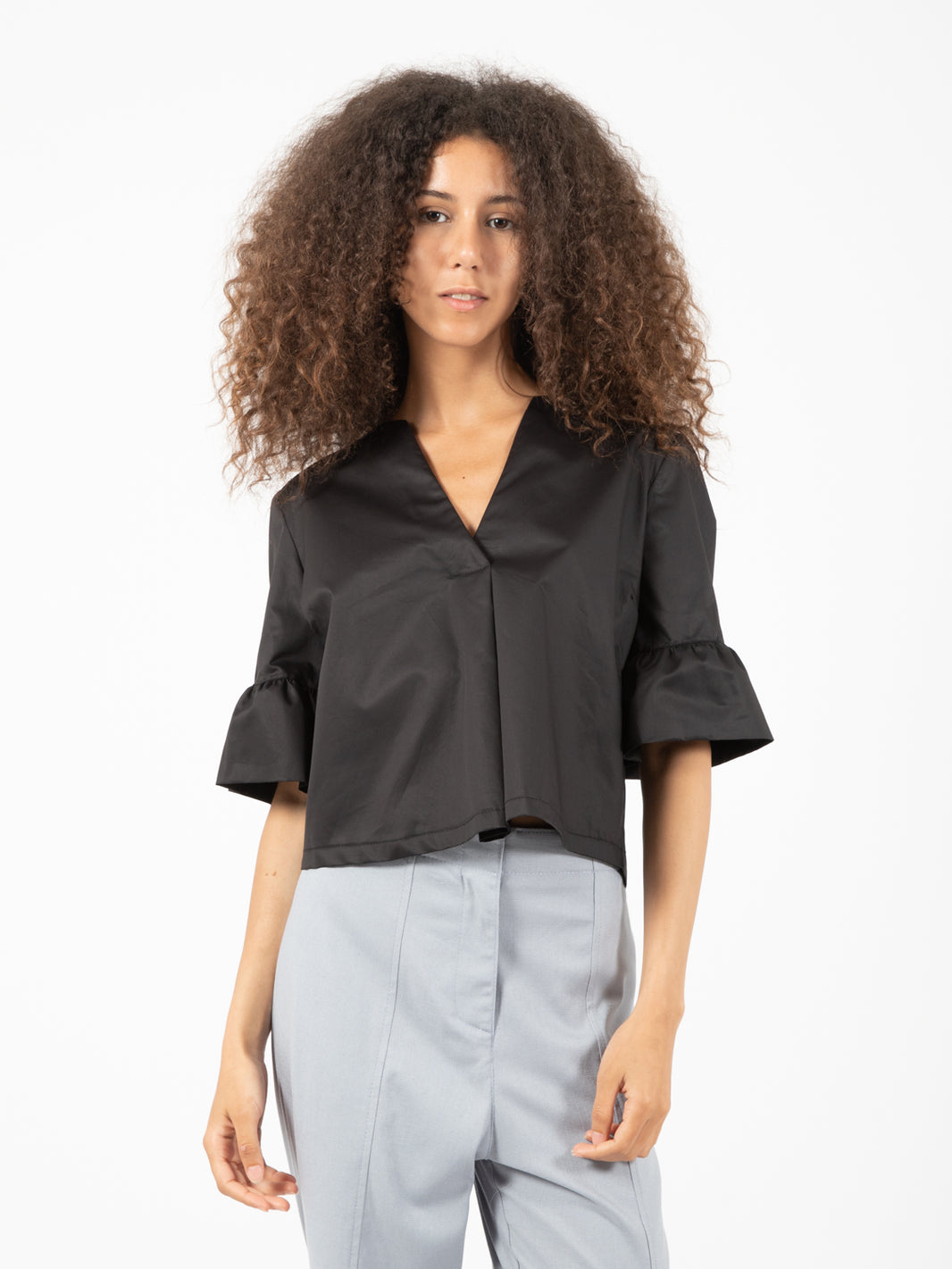 Blusa scollo a V nera