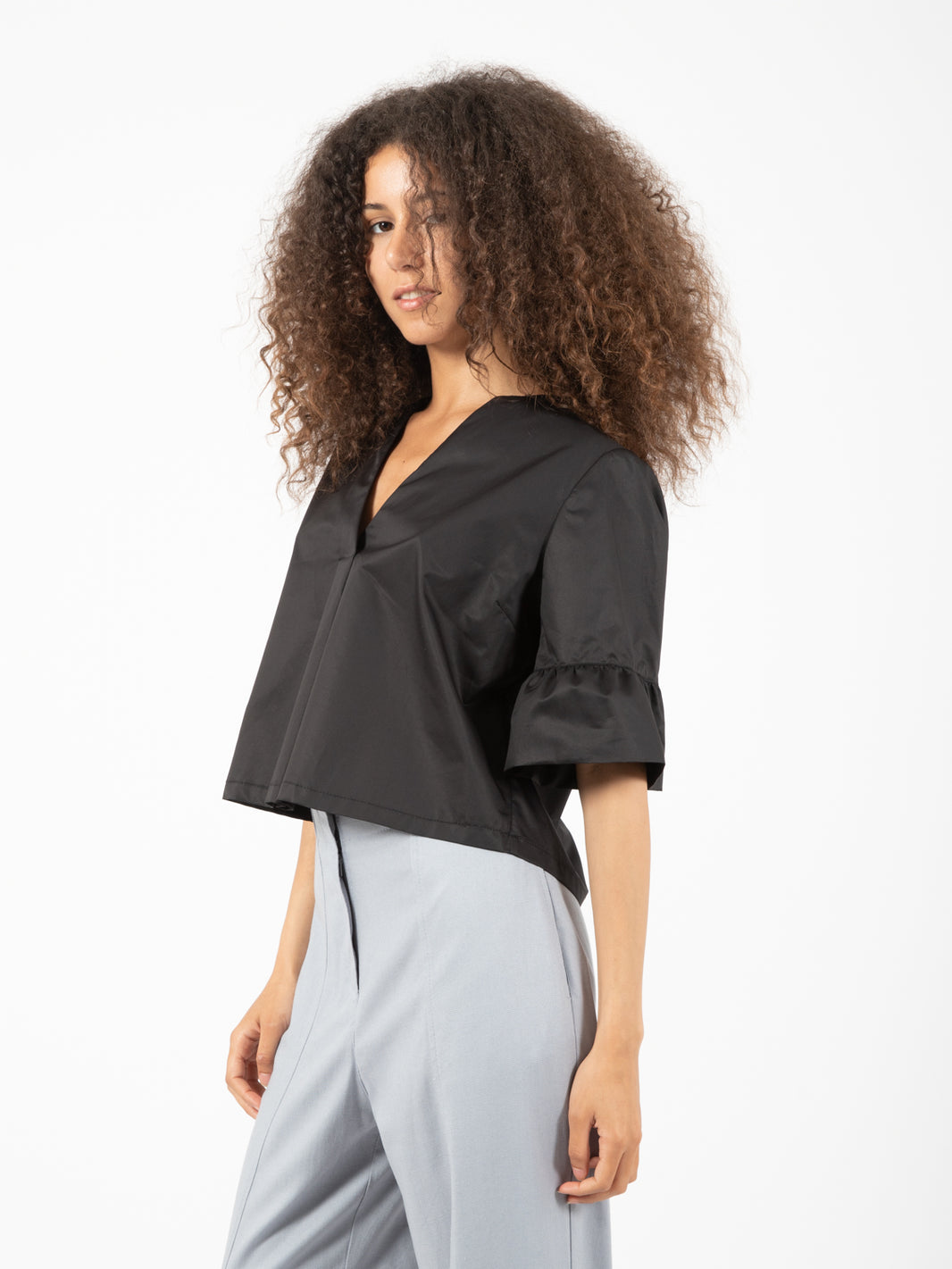 Blusa scollo a V nera
