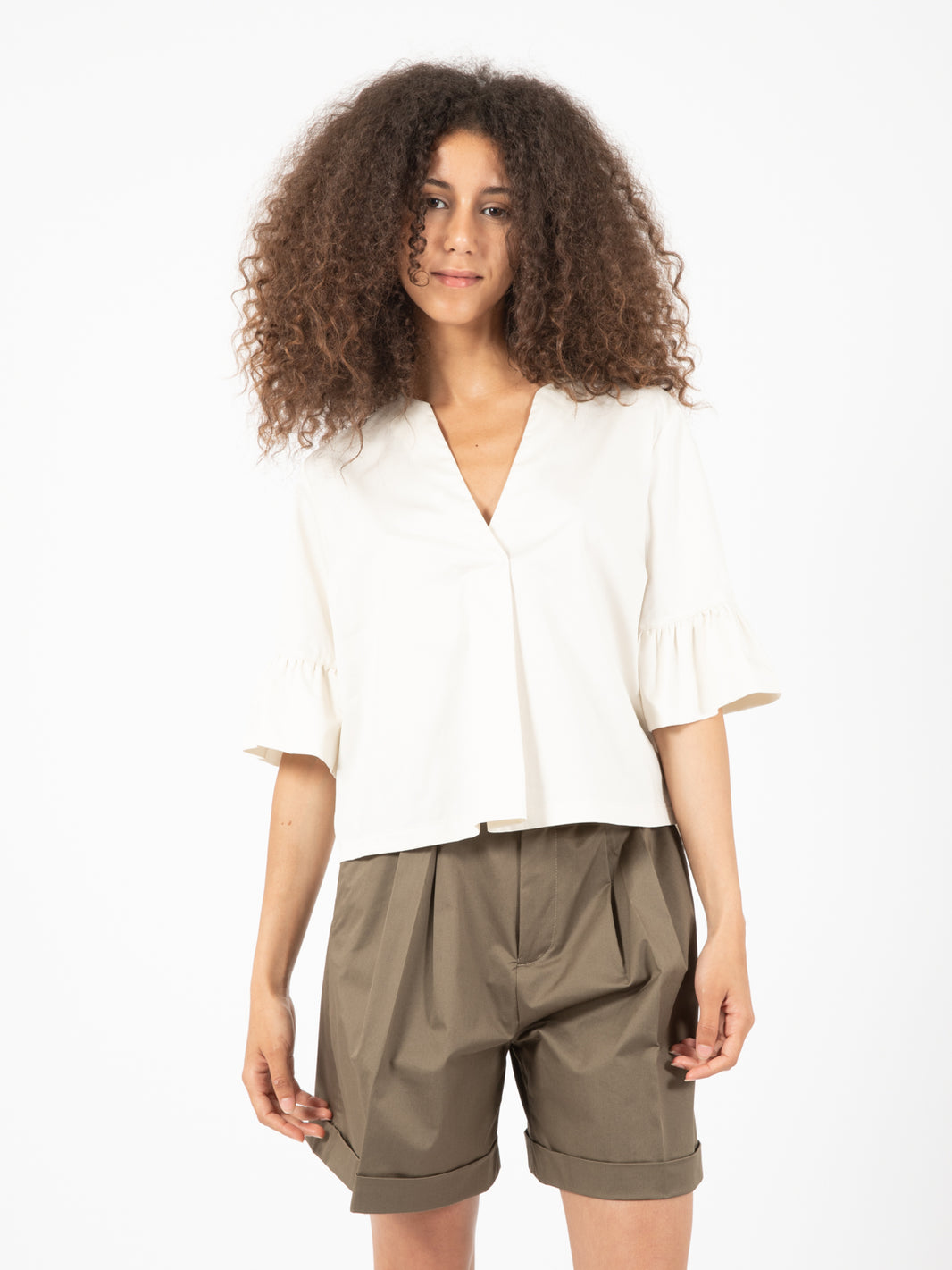 Blusa scollo a V vaniglia