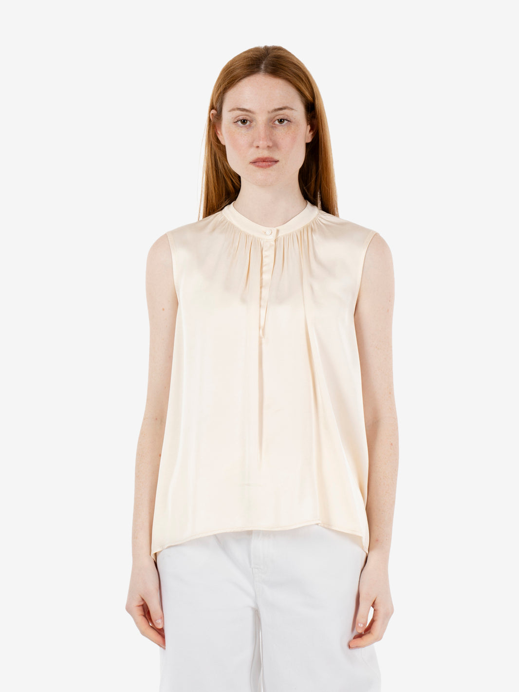 Sleeveless butter satin blouse
