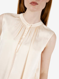Blusa senza maniche in raso burro