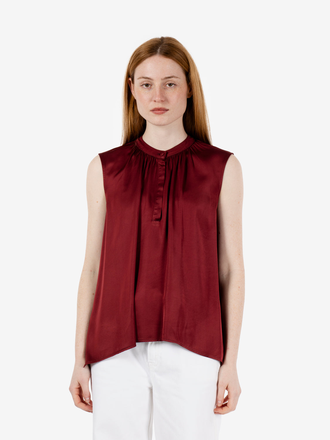 Blusa senza maniche in raso india