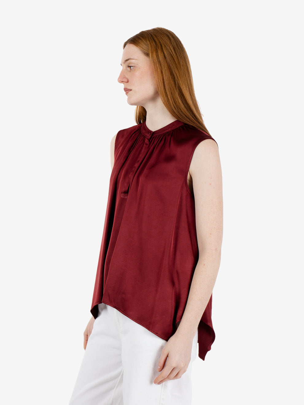 Blusa senza maniche in raso india